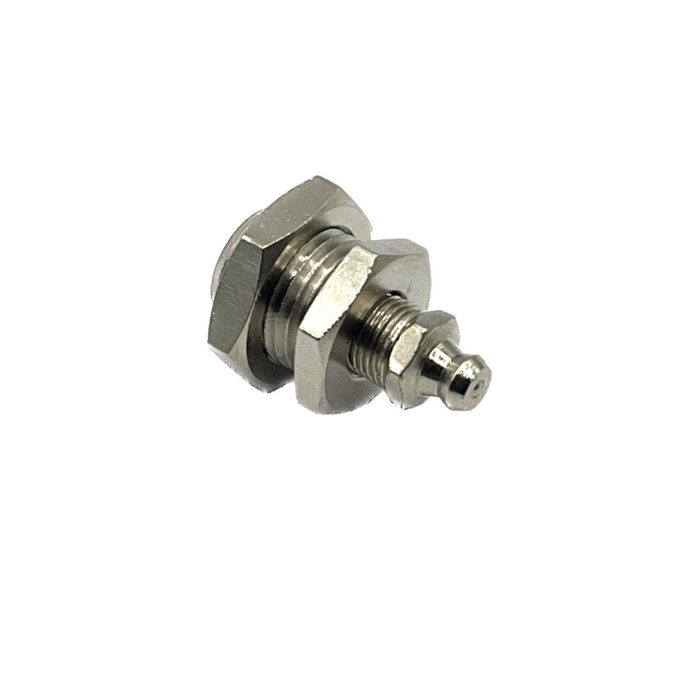 BH18BSP nickel-plated bulkhead with 18BSP female thread, thread length 9mm-16mm, includes grease nipple for lubrication systems