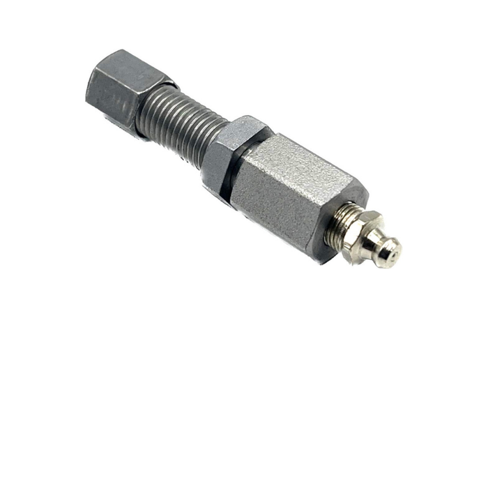 BH6M bulkhead 6mm tube compression fitting, thread length 25mm-12mm, includes 18BSP grease nipple for secure lubrication connections