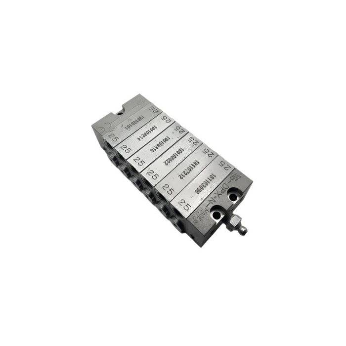 steel segmented grease divider with 11 outlets, designed for complex lubrication systems with multiple grease points