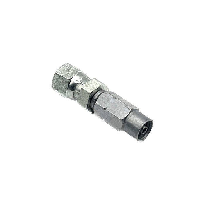 stainless steel straight 7_16 JIC reusable hose end for 8.6mm hose, designed for durable and secure hose connections in lubrication systems.