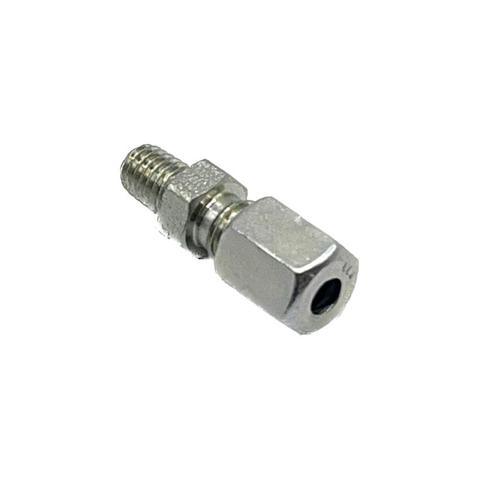  Straight M6 x 4mm tube compression fitting, product code SCF6M-04, used for secure grease line connections.