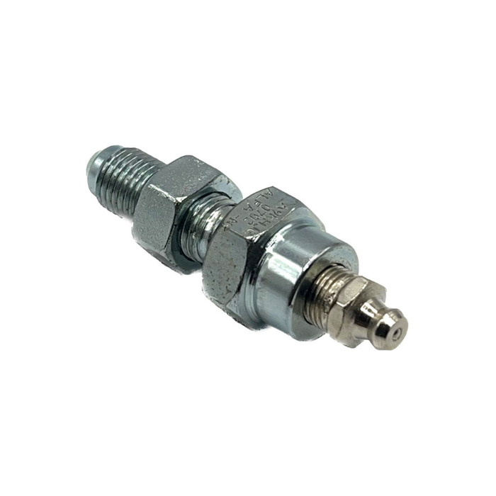 Image of bulkhead 1/8BSP female x 7/16JIC male fitting, including 1/8BSP grease nipple