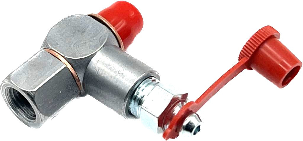 Image of BFDI1/8BSP divider inlet fitting with grease nipple 1/8BSP, used in lubrication systems for efficient grease distribution