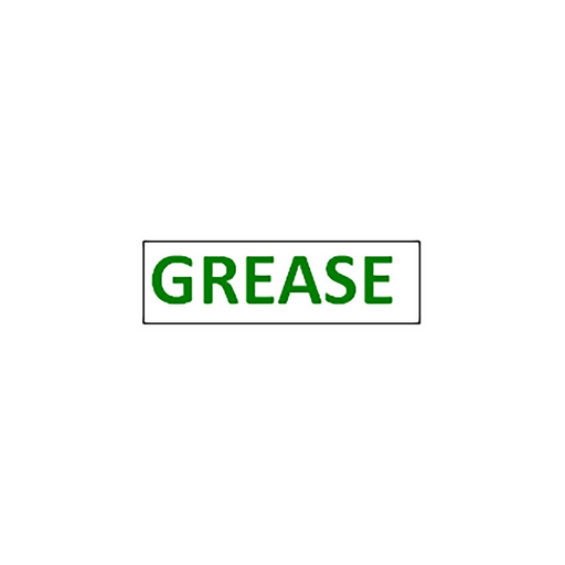 green grease sticker, 80mm x 20mm, pack of 10, designed for easy labeling and identification of grease points in industrial lubrication systems.