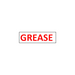 red grease sticker, 80mm x 20mm, pack of 10, ideal for marking and identifying grease points in machinery and lubrication systems.